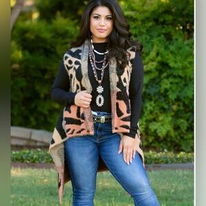 Multi Color Fall Vest - Brown